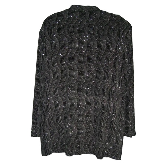 Vintage 90s Onyx Nite By Wendye Chaitin Blouse Cardigan Jewel Plus Mob Wife Jazz - Picture 6 of 14